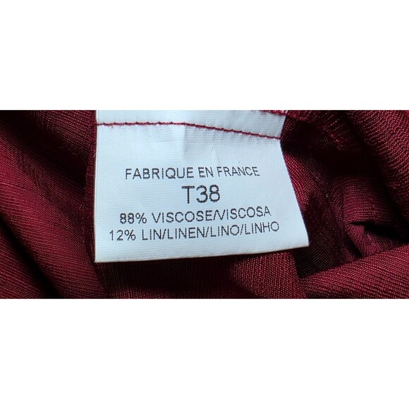 CAROLL Womens Shirt Dress Viscose/Linen Minimalist Modest Red France T38 | US 8 - Picture 5 of 15